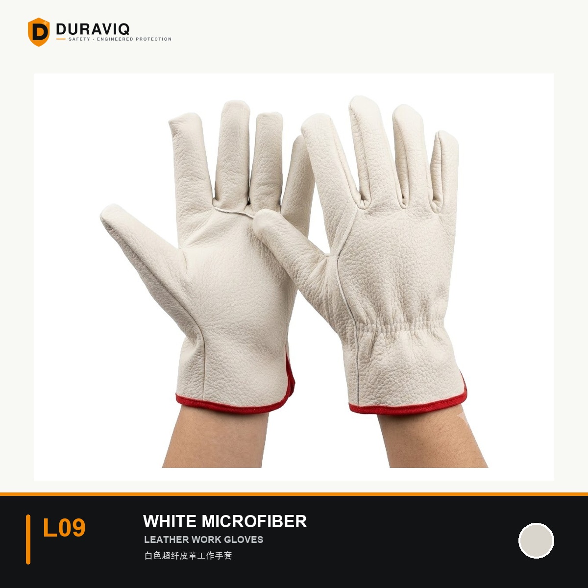 White Microfiber Leather Work Gloves