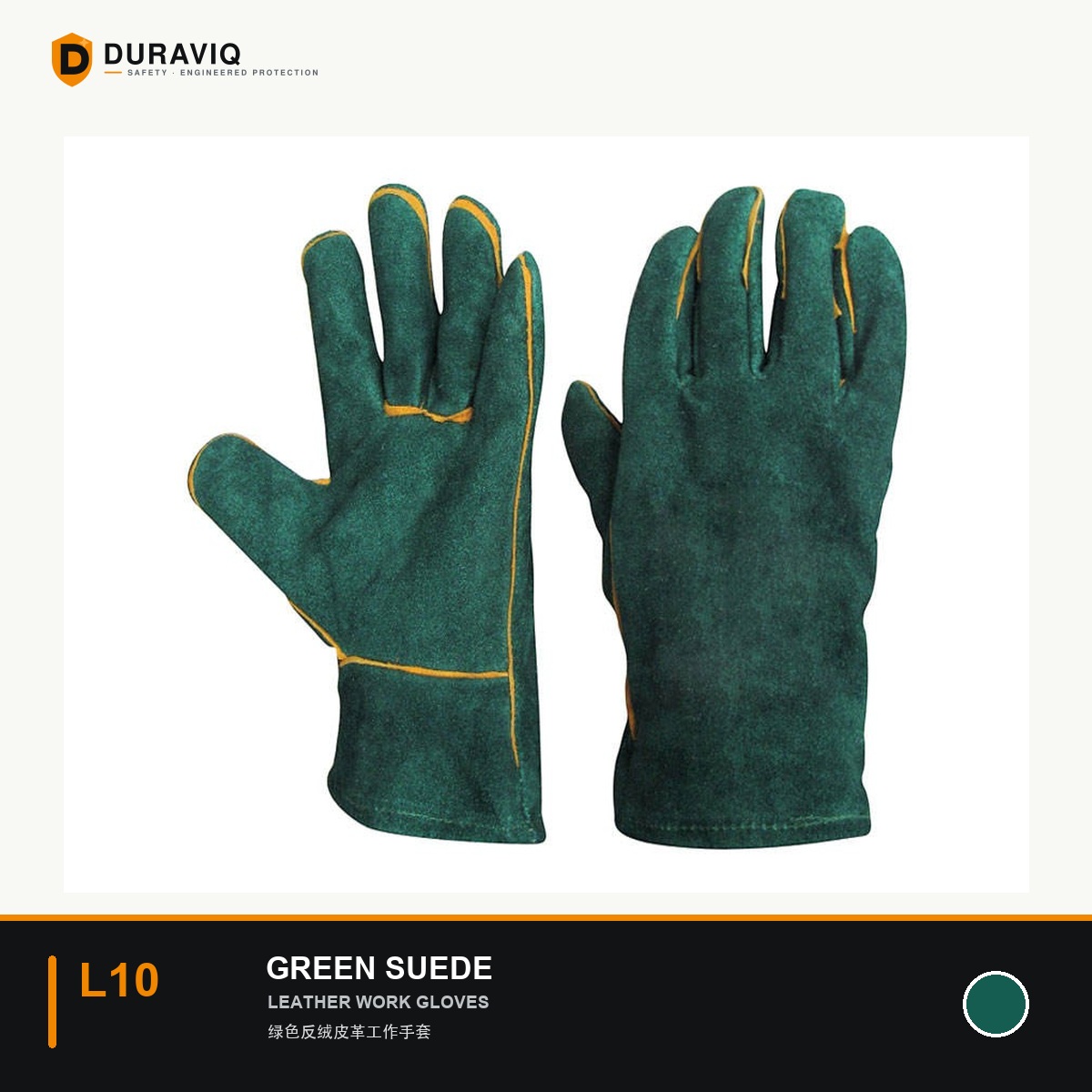 Green Suede Leather Work Gloves