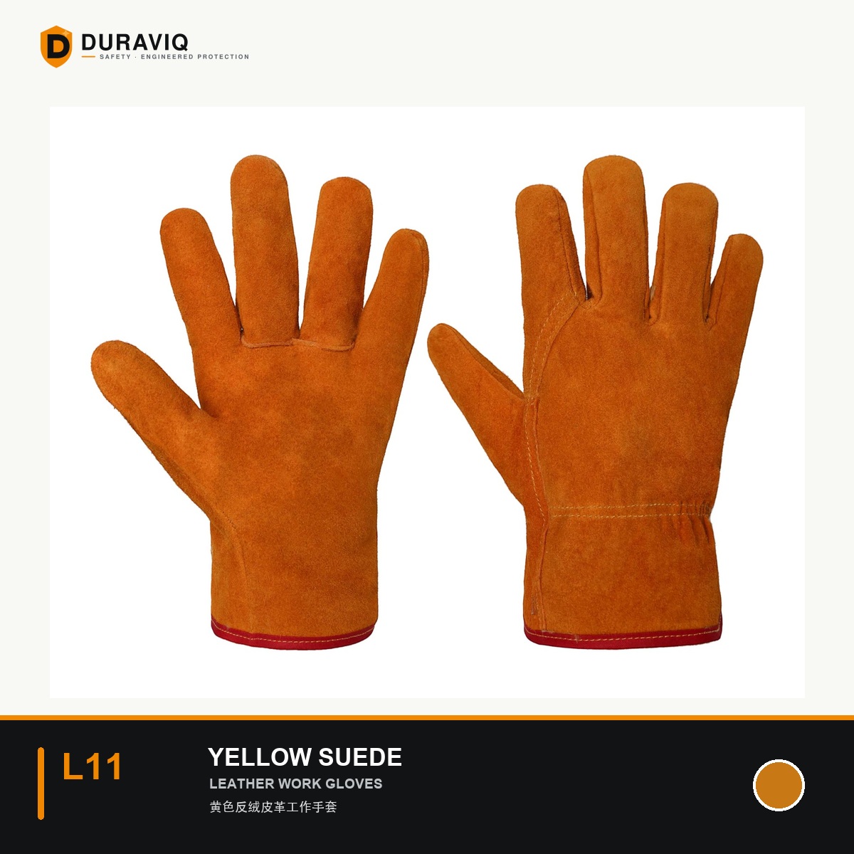 Yellow Suede Leather Work Gloves