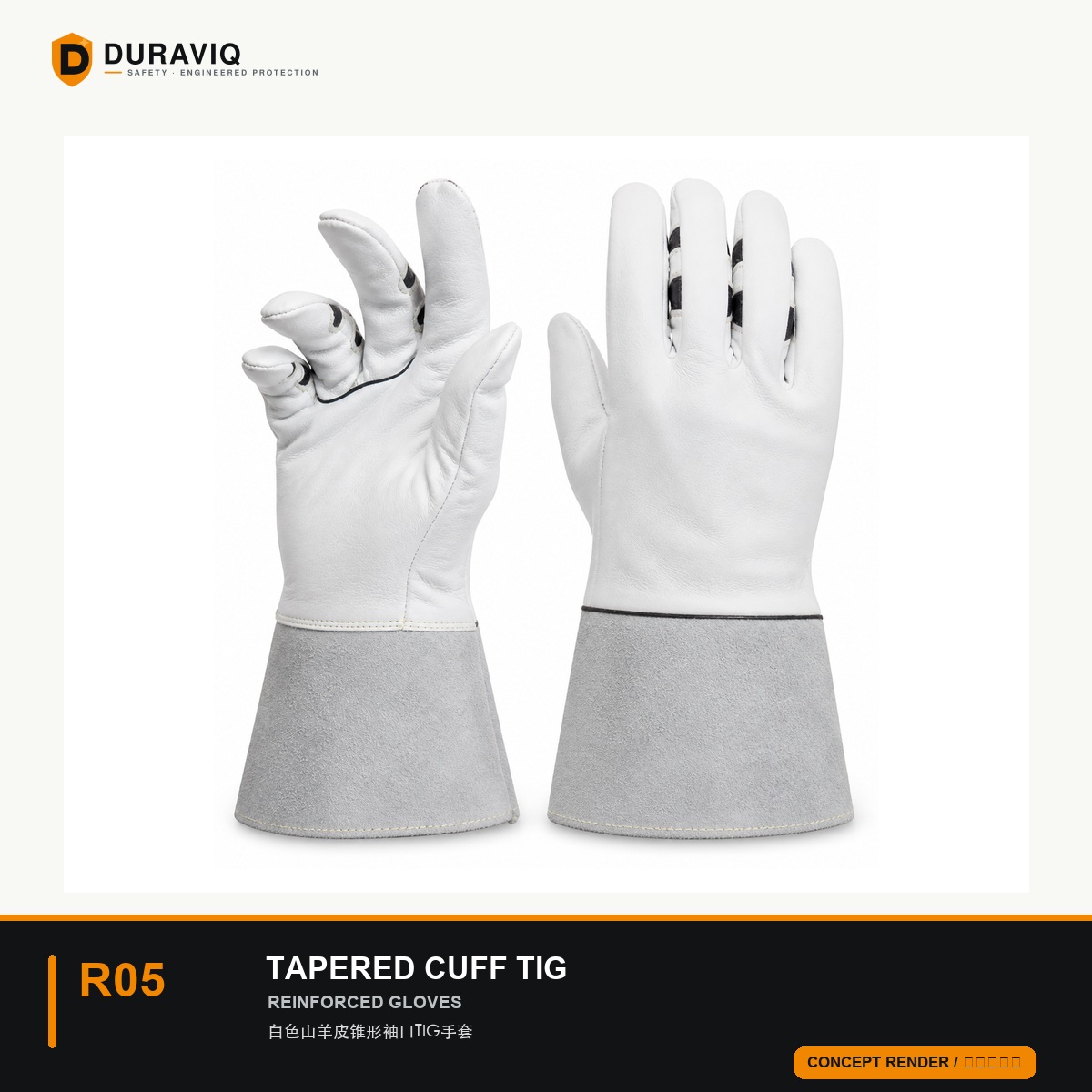White Goatskin Tapered-Cuff TIG Gloves