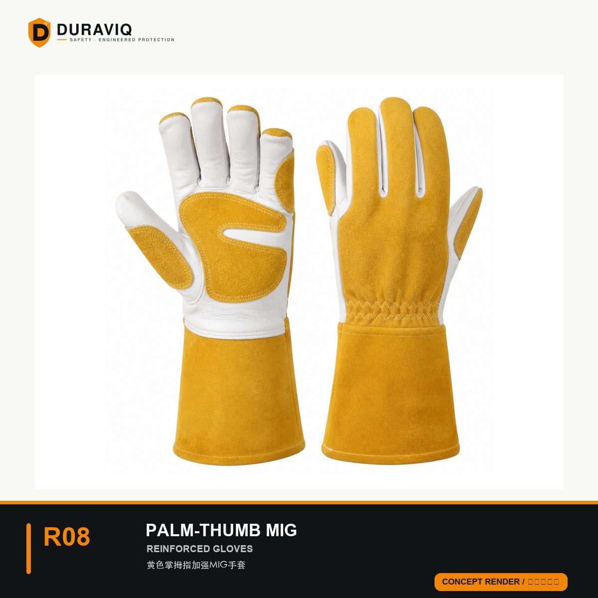 Yellow Palm-Thumb Reinforced MIG Gloves