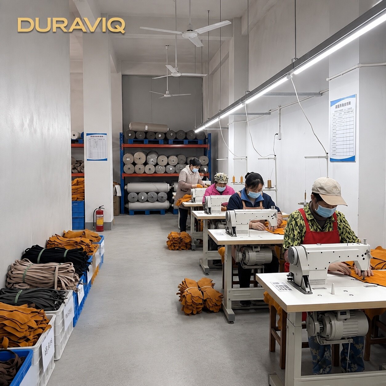 DURAVIQ leather glove sewing workshop in Jishui, Jiangxi